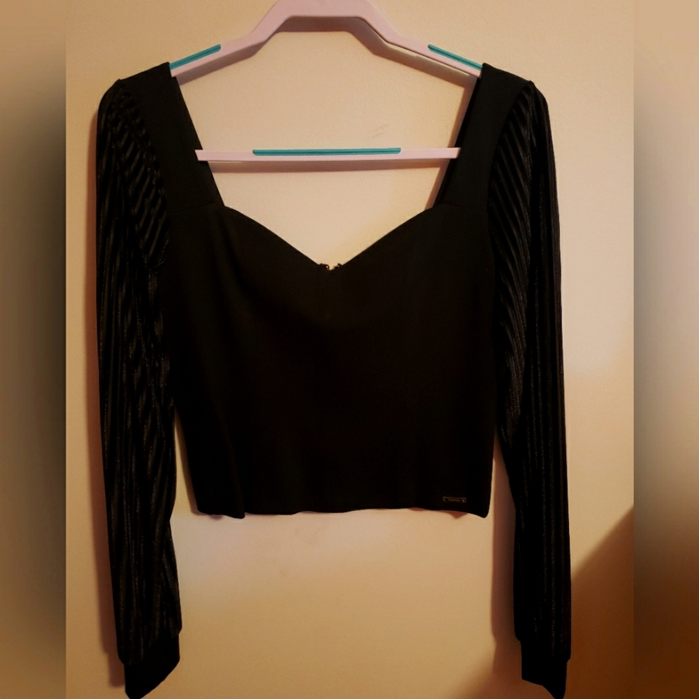 Bebe Long Sleeve Black Top.